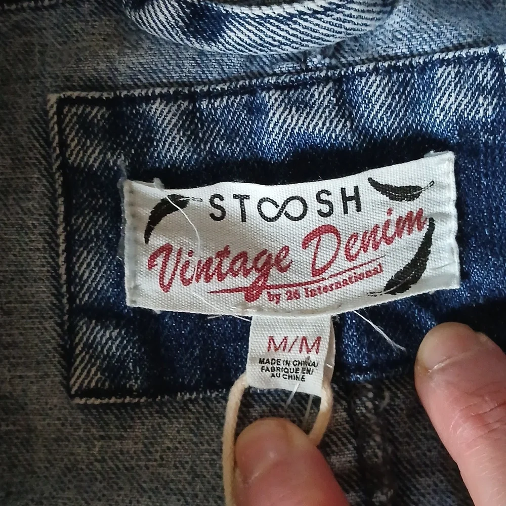NWT Stoosh Vintage Denim Trench -Style Denim Jacket Acid Wash Look ■ Size M
